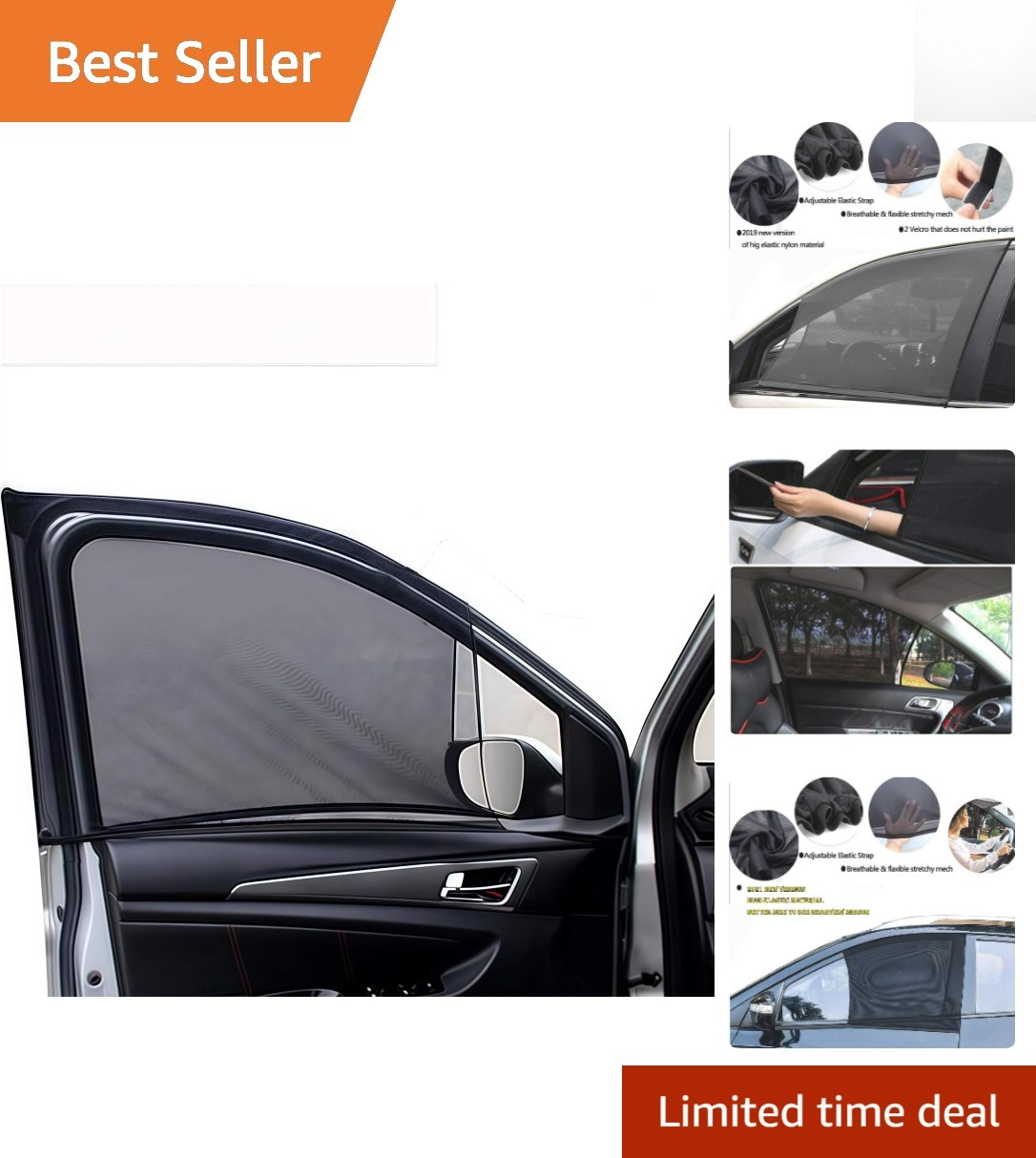 Universal Fit Front Window Sun Shade - 2 Pack with Rearview Mirror Openings