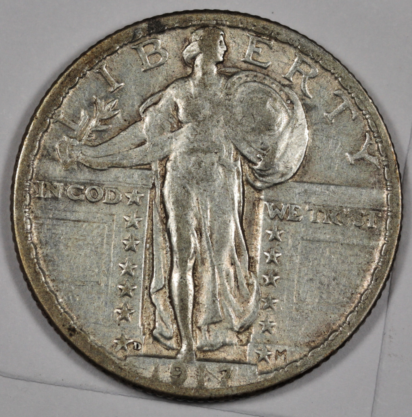 1917-d Standing Liberty Quarter.  Half Head.  Natural Type 2.  XF-AU.   198715