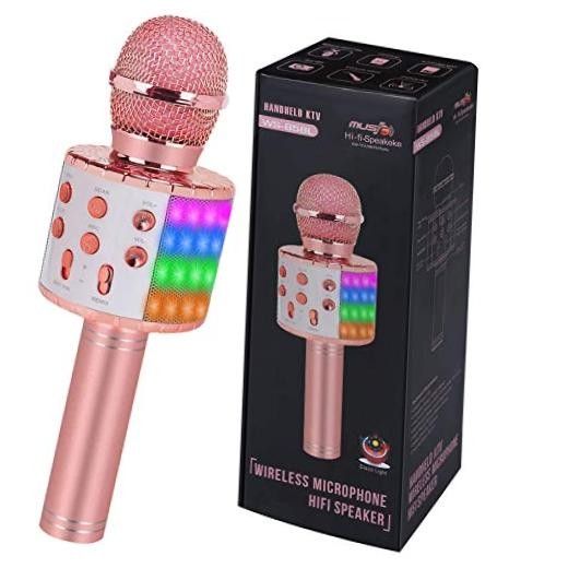 Bluetooth Karaoke Microphone Wireless: Karaoke Mic with 02-Champagne With Light