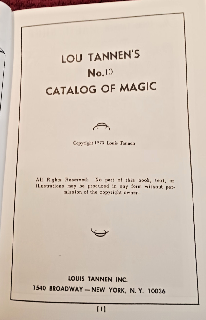 Louis Tanner Magic Catalog 10