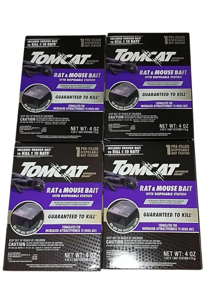 4 Tomcat Advanced Brand Rat & Mouse Bait with Disposable Station