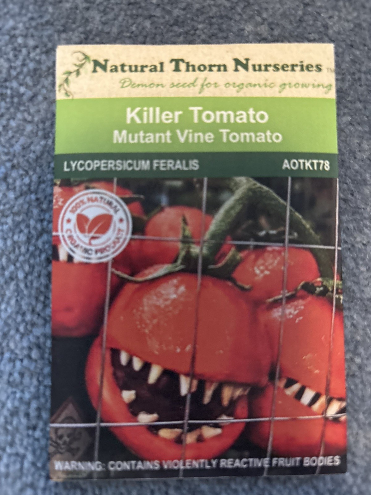 Plant Horror Movie Seed Packet Attack of the Killer Tomatoes  replica prop