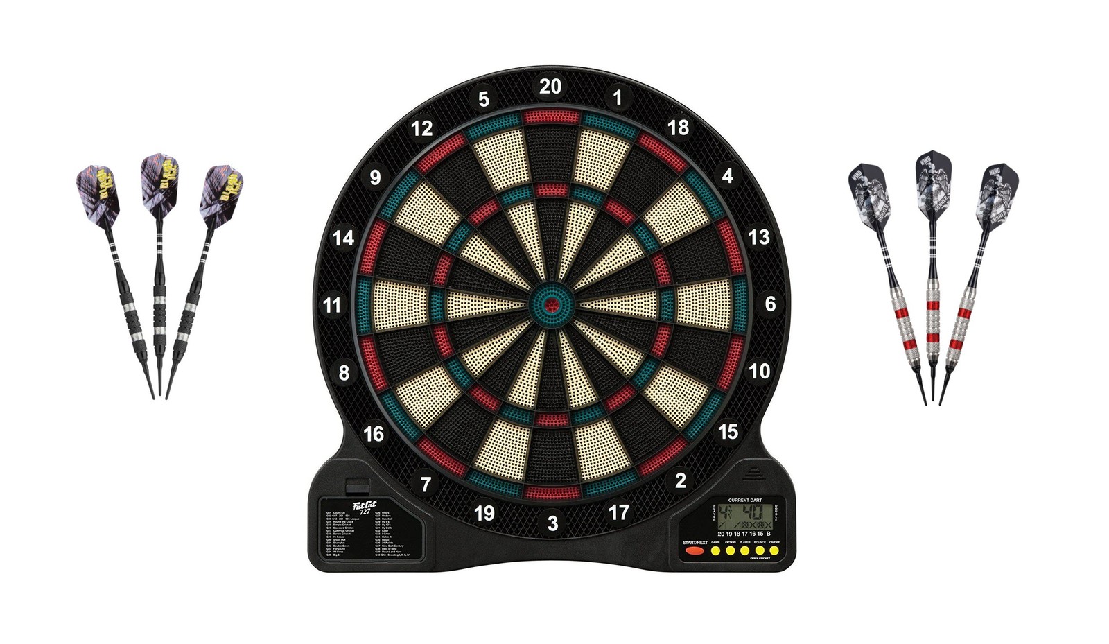 Electronic Soft Tip Dartboard + Viper Black Ice Silver Darts + Red 18 Grams