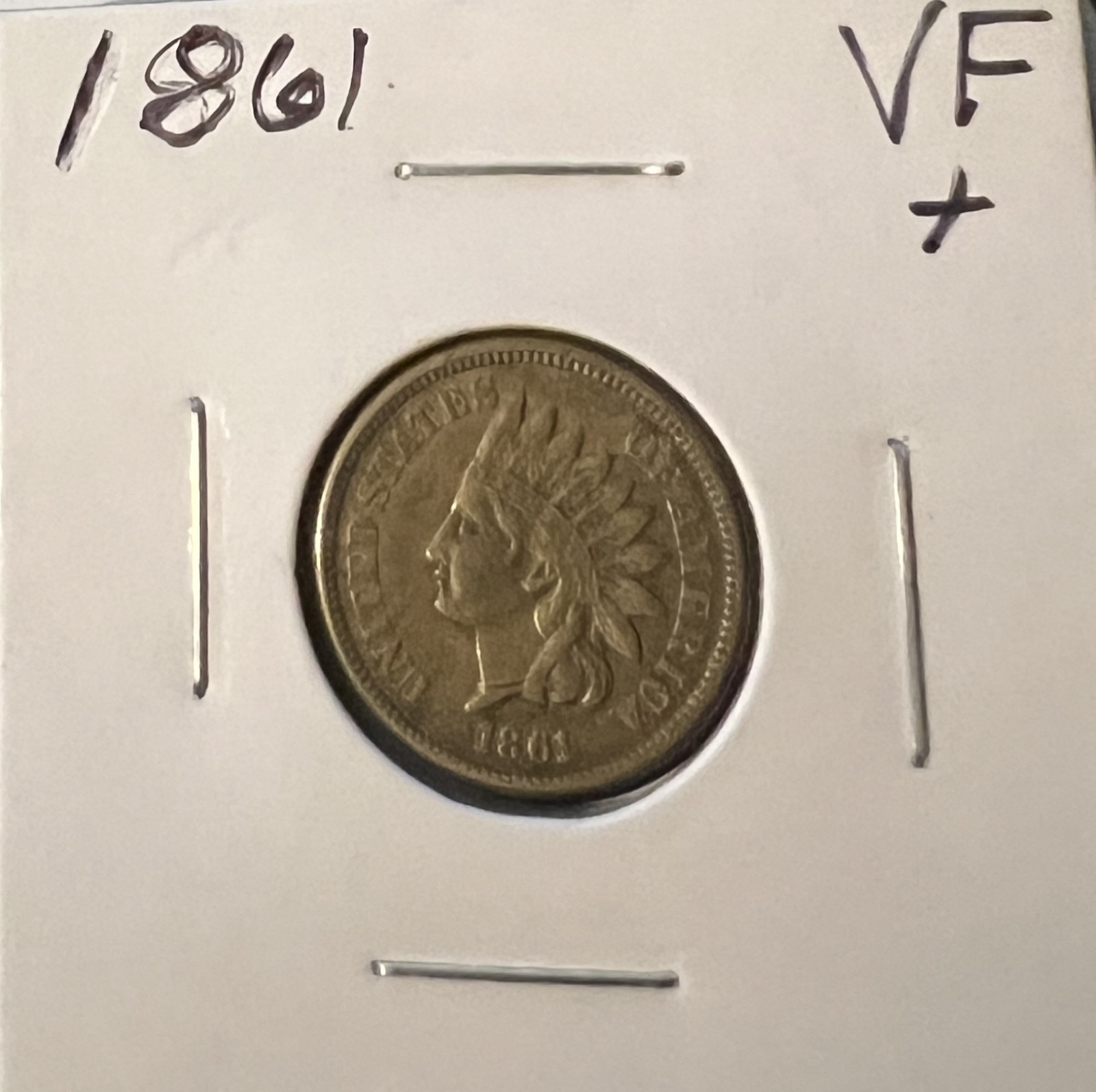 1861 INDIAN HEAD CENT GRADES VERY FINE+  ACTUAL COIN #10621