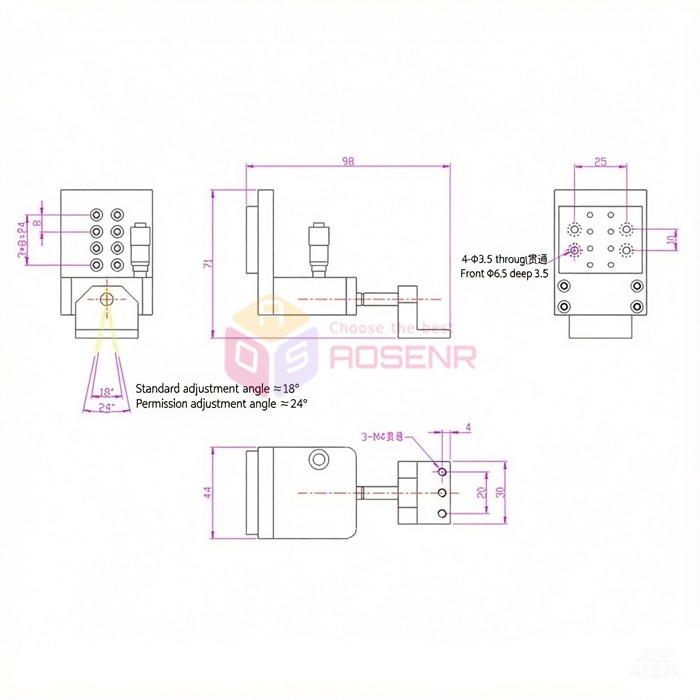3D Adjustment Positioner with Swing Arm Probe Clamp RF Fixture