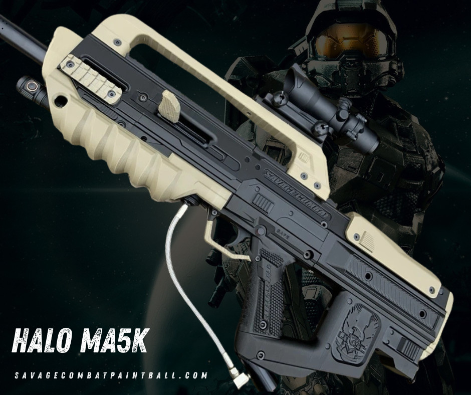 SAVAGE COMBAT HALO MA5K BULLPUP PAINTBALL MARKER - BLACK / FDE - TIPPMANN A5