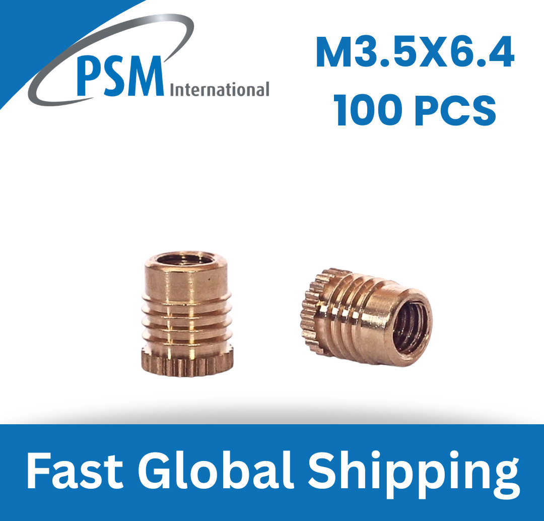 M3.5 X 6.4 FIN-LOK BRASS INSERT FOR PLASTIC