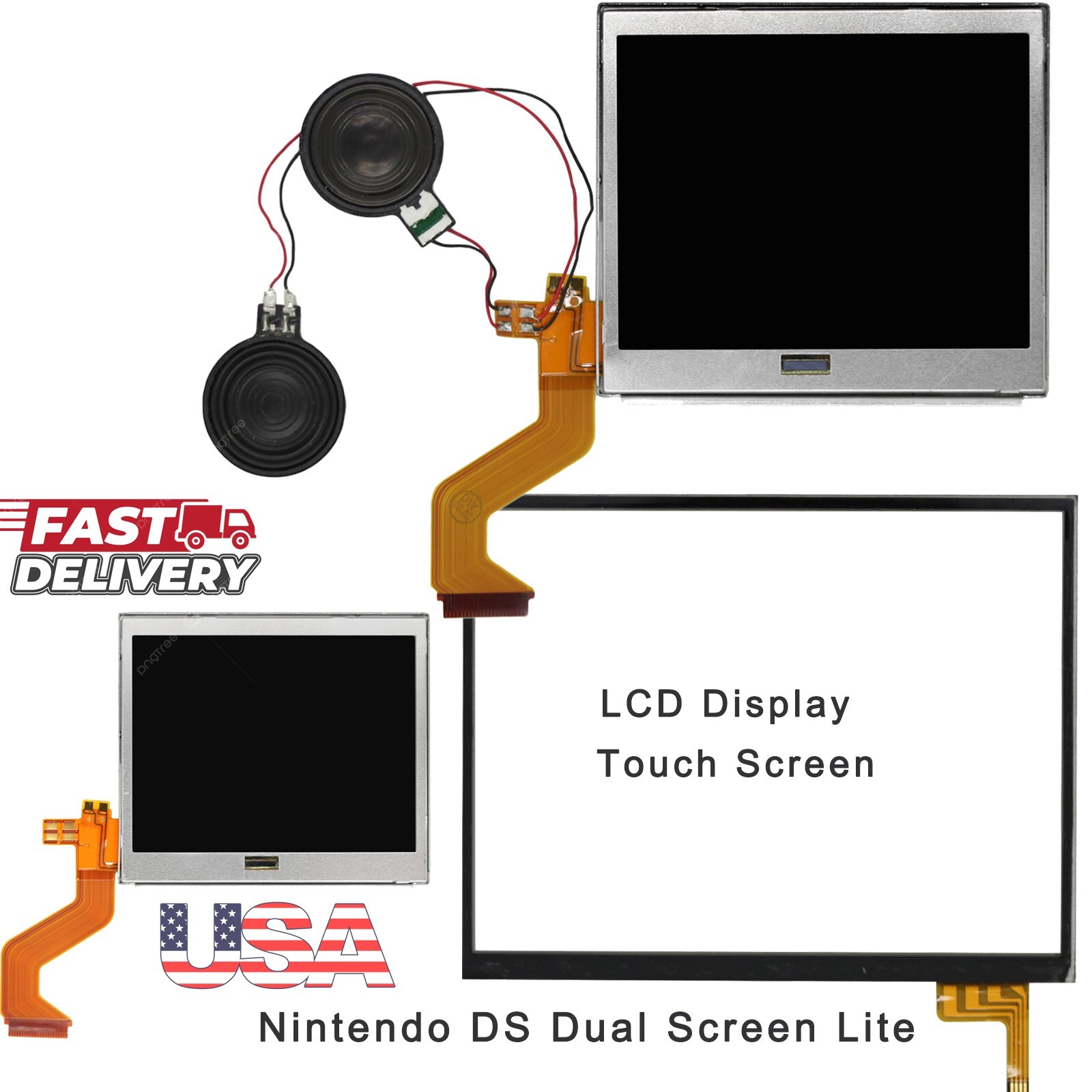 LCD Display Touch Screen Digitizer Assembly For Nintendo DS Dual Screen Lite USA