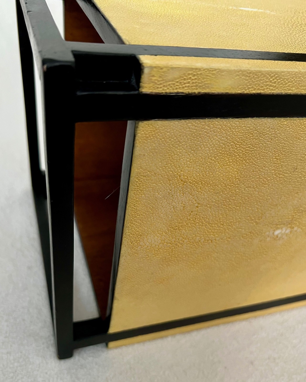 Vintage R &Y Augousti Exotic Shagreen Stingray Wood Contemporary Waste Basket