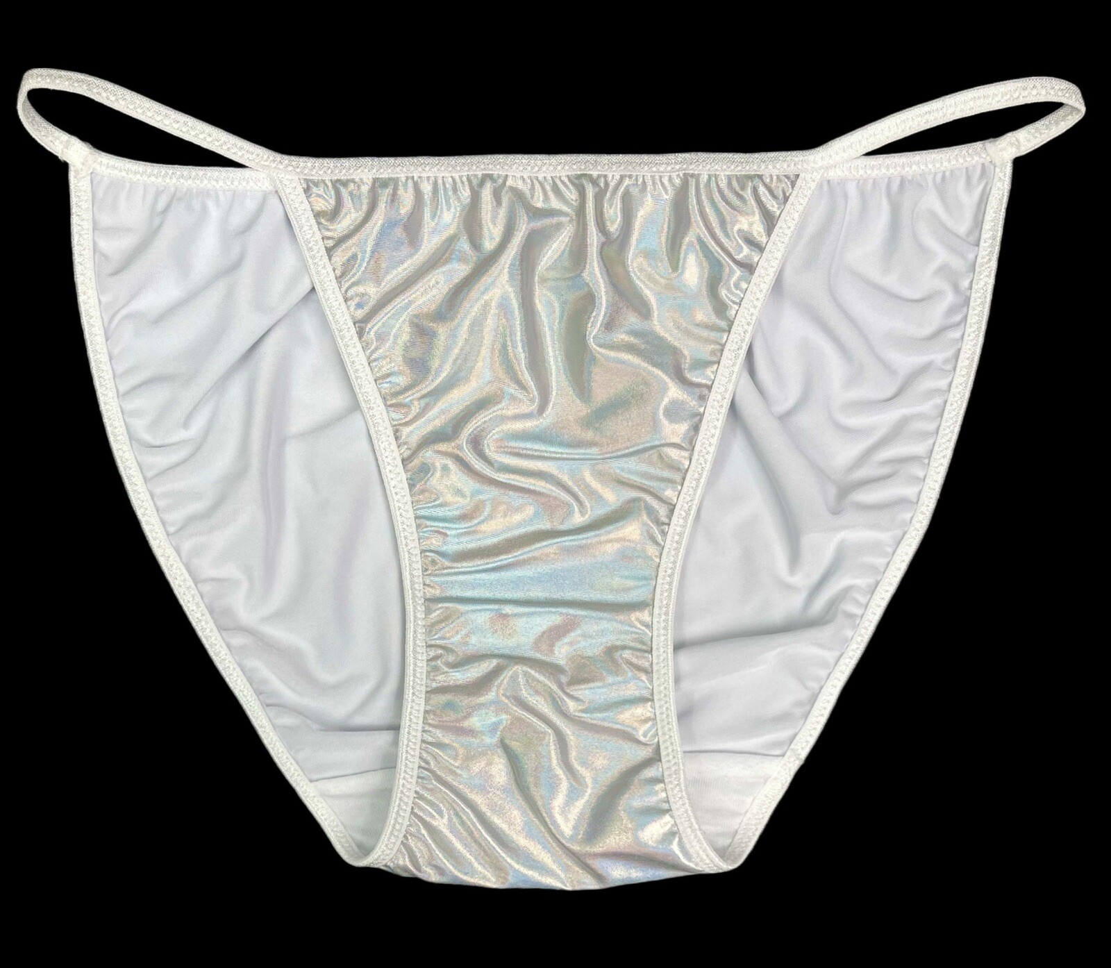 Ruched Second Skin Satin String Bikini Scrunch Butt Holographic L