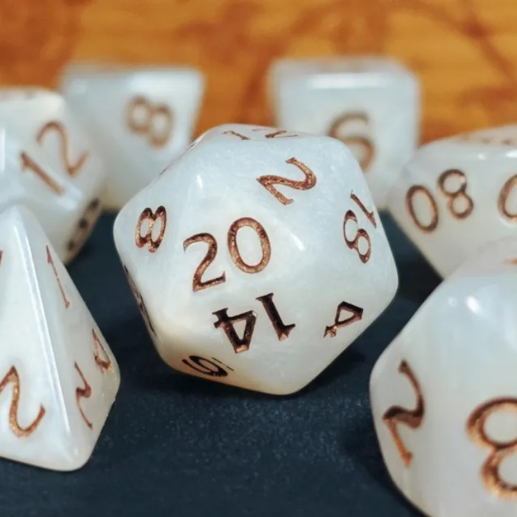 🗿🔨White Marble Dice Set | RPG DnD Dungeons Dragons AD&D Pathfinder d20