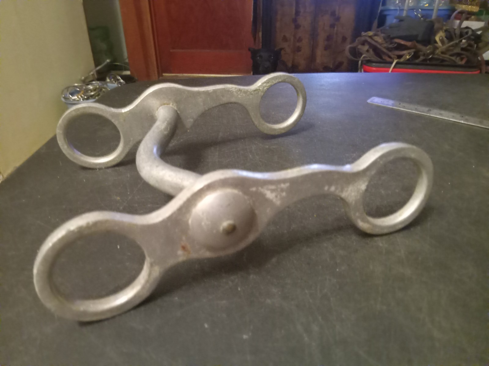 Used aluminum horse pony bit 4 1/4 in ported short shank