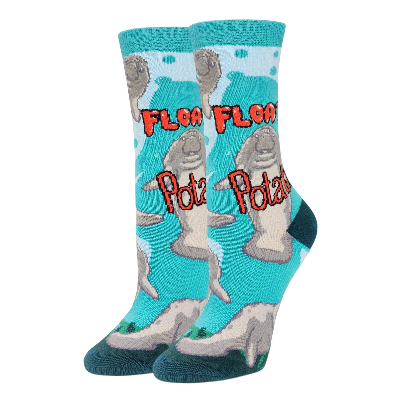 ooohyeah Women Funny Saying Manatee Crew Socks Cotton Novelty Floaty Potato