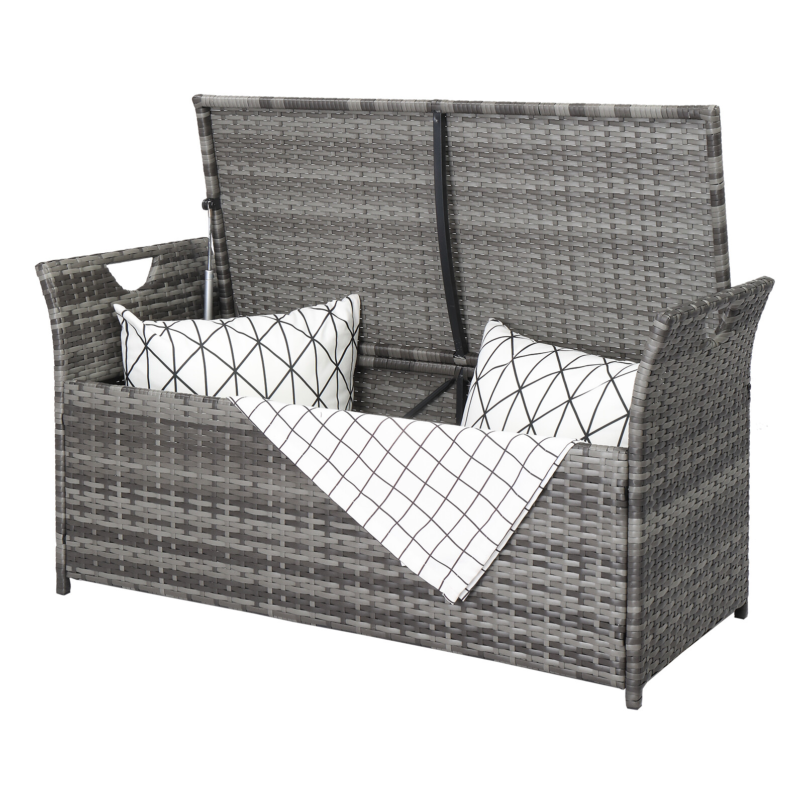Iron Can Accommodate Gray Gradient Footstool Locker Rattan Locker Beige Mat