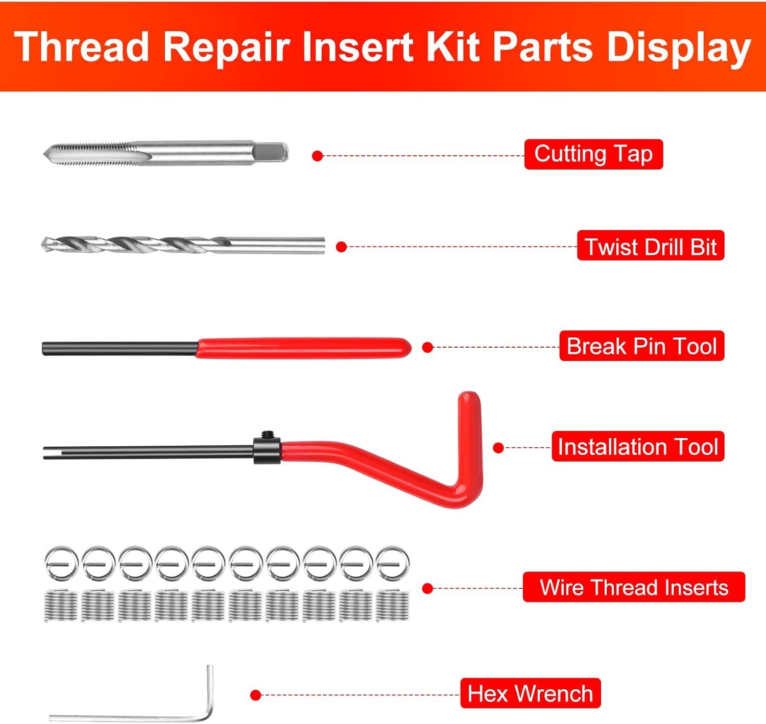 M5 x 0.8 Thread Repair Tool Set Stainless Helicoil Wire Insert Kit