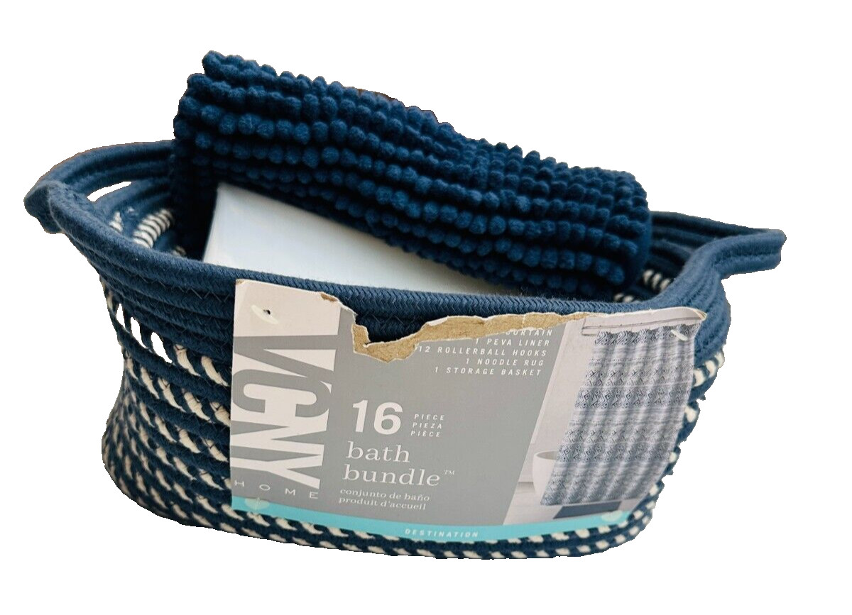 VCNY Home Riperton Nautical 3-Pc. Bath Basket, Liner, Rug Bundle Set - Blue