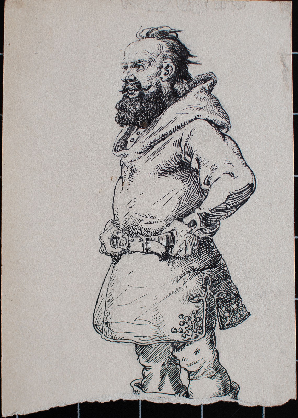 Józef Teofil Smoliński portrait of a man study costume art Poland unique drawing
