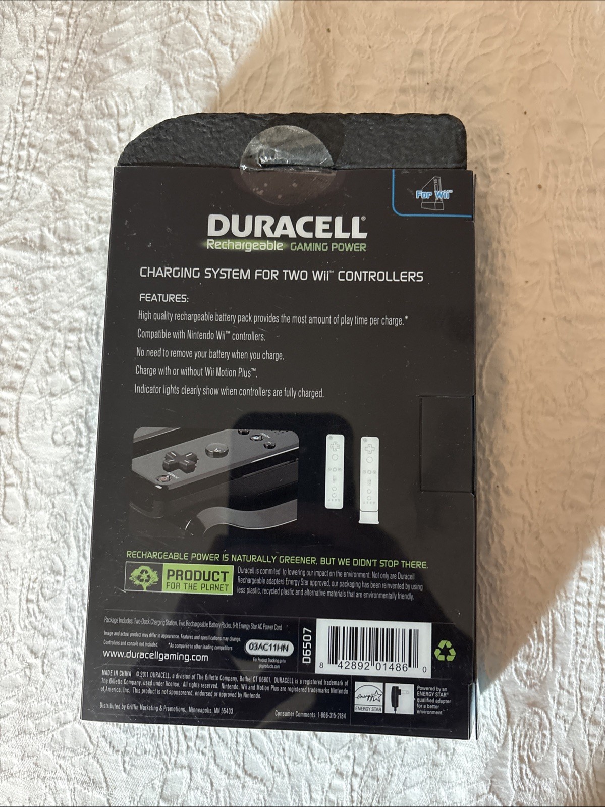 Duracell Rechargeable Gaming Universal Charging System For 2 Wii Controllers