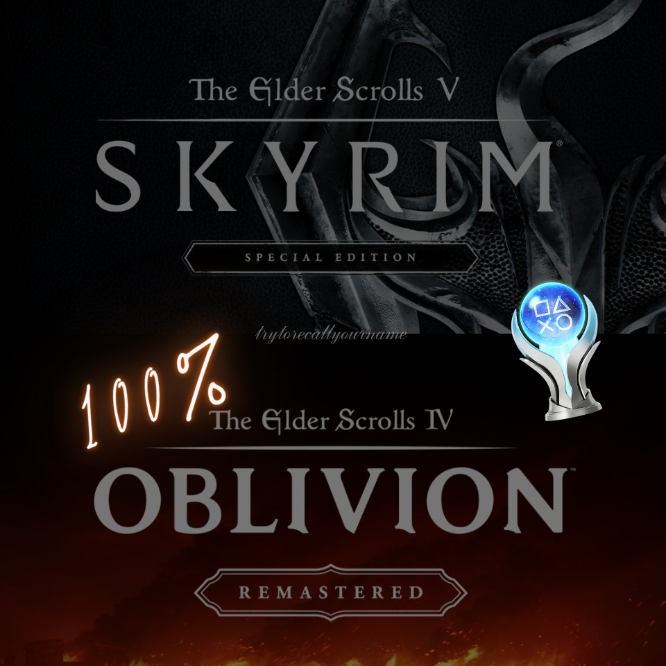 TES 5 SKYRIM SE + OBLIVION REMASTERED PS4/PS5 Platinum Trophy Service LEGIT