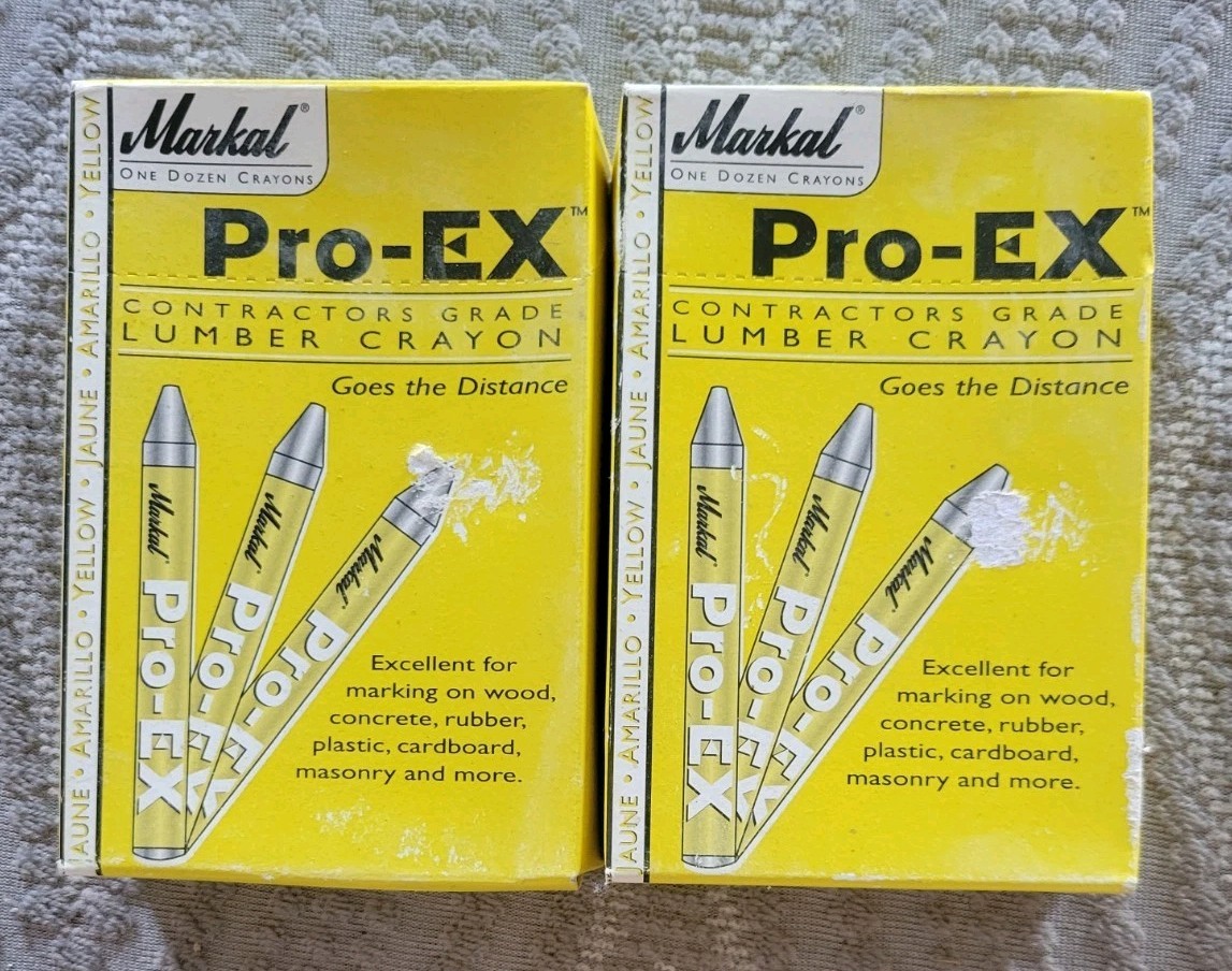 2 Boxes of 12 Markal Pro-EX Contractors Grade 4-5/8" Lumber Crayons carpenter