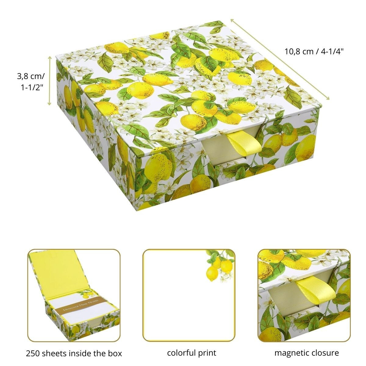 Amalfi Lemons Desk Notes by Peter Pauper box set with 250 sheets