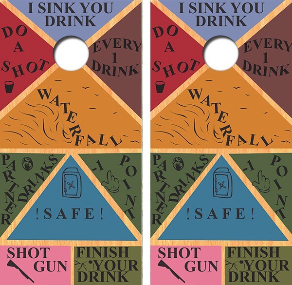 Drinking Game Themed Cornhole Board Wrap LAMINATED Decal Vinyl Sticker #4102