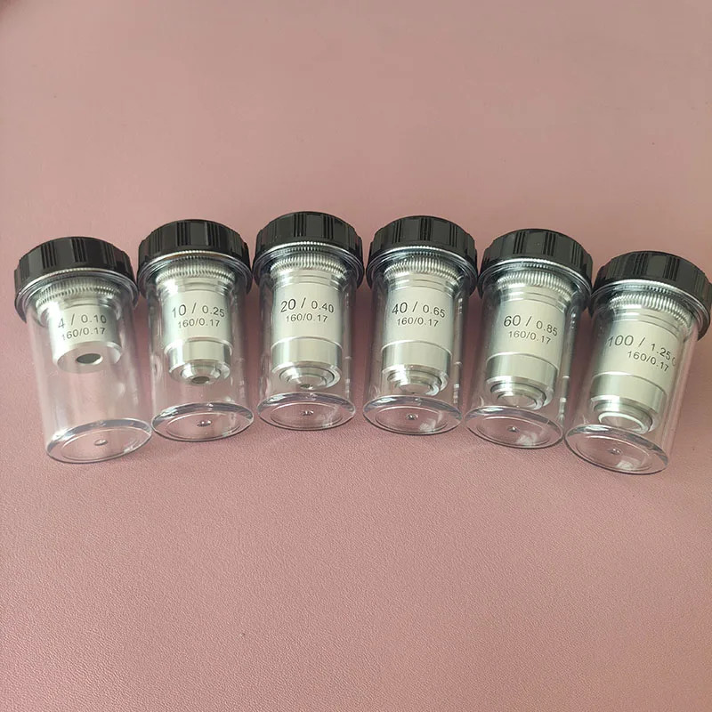 195 Achromatic Microscope Objective Lens RMS20.2mm Thread 4X-100X for Microscope
