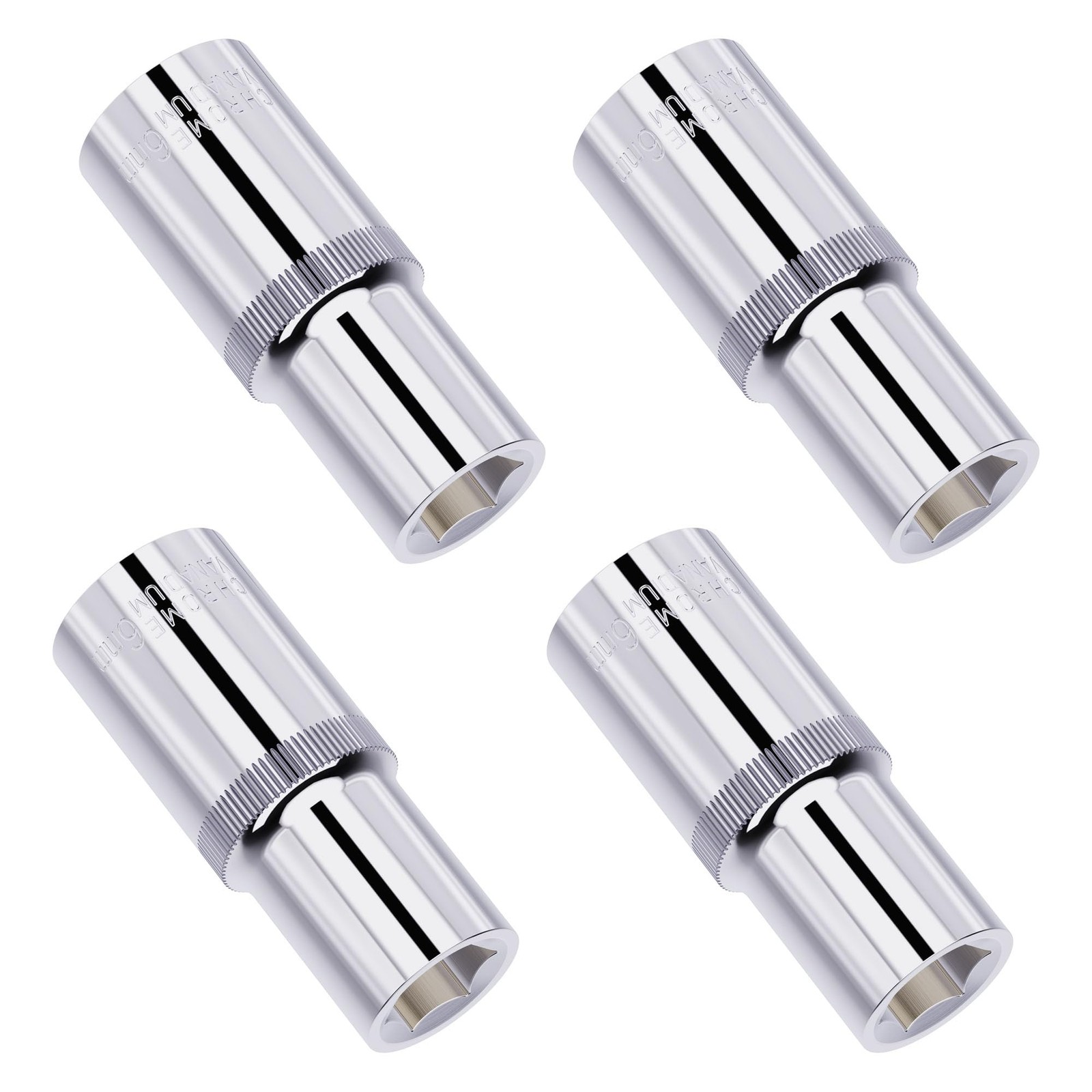 4 Pcs 6mm Shallow Socket, 1/4" Drive, 6-Point
