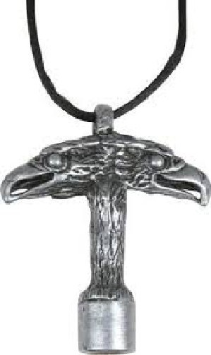PROMARK DK3 WEARABLE DRUM KEY NECKLACE-TWIN FALCONS-CAST METAL w/PEWTER FINISH