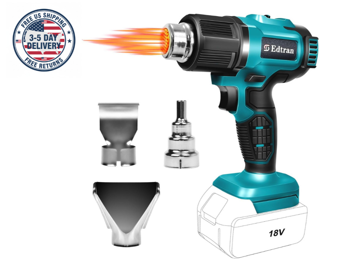 Cordless Heat Gun, Hot Air Gun Compatible for Makita 18V Volt LXT Battery, 3 Noz