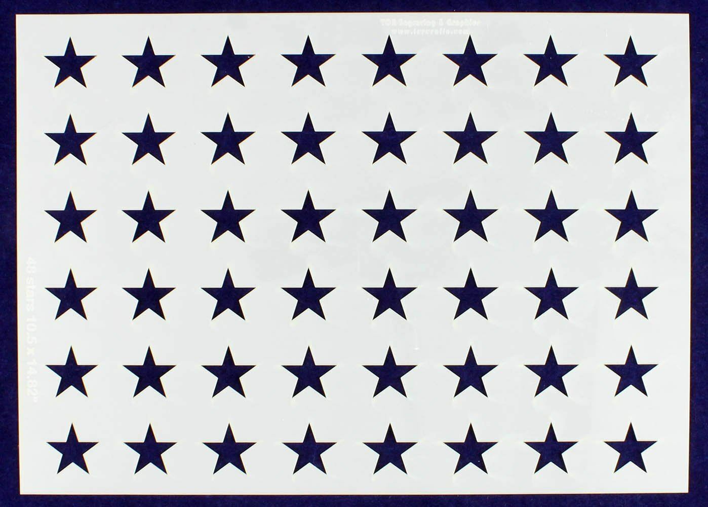 48 Star Field Stencil 14 Mil -US G Spec 10.5 x 14.82" Long Star Field- Painting