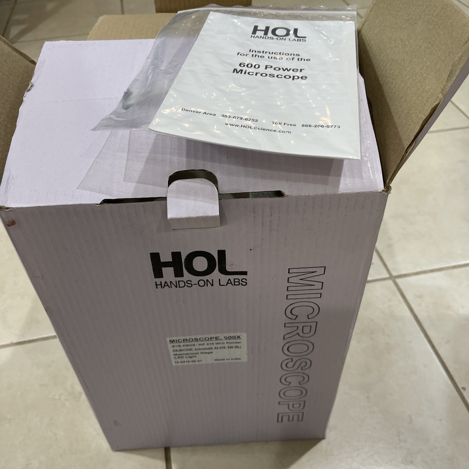 HOL Microscope 600X Stage LED Light Hands on Lab Science Microscope NEW