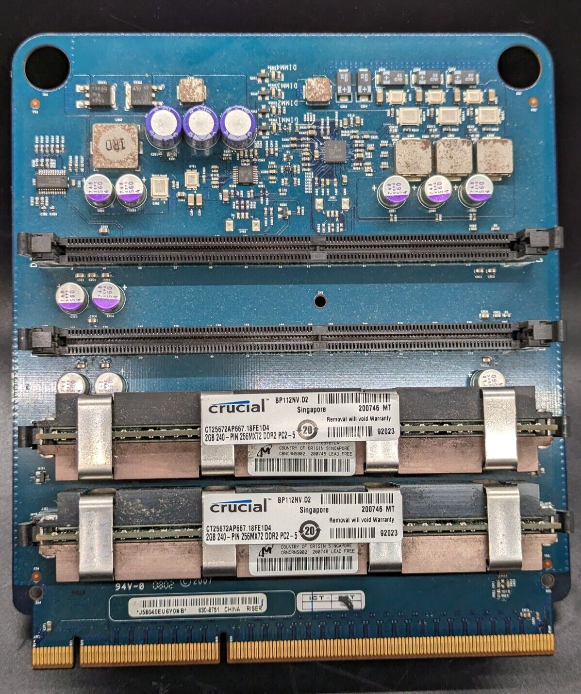 APPLE 820-2178-A MAC PRO 3.1 MEMORY RISER CARD W/ 4GB RAM (2X2GB) FAST SHIP!