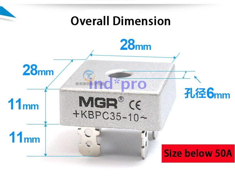 KBPC 15A 20A 35A AC To DC 12V 24V 10 PC New Single Phase Rectifier Bridge Module