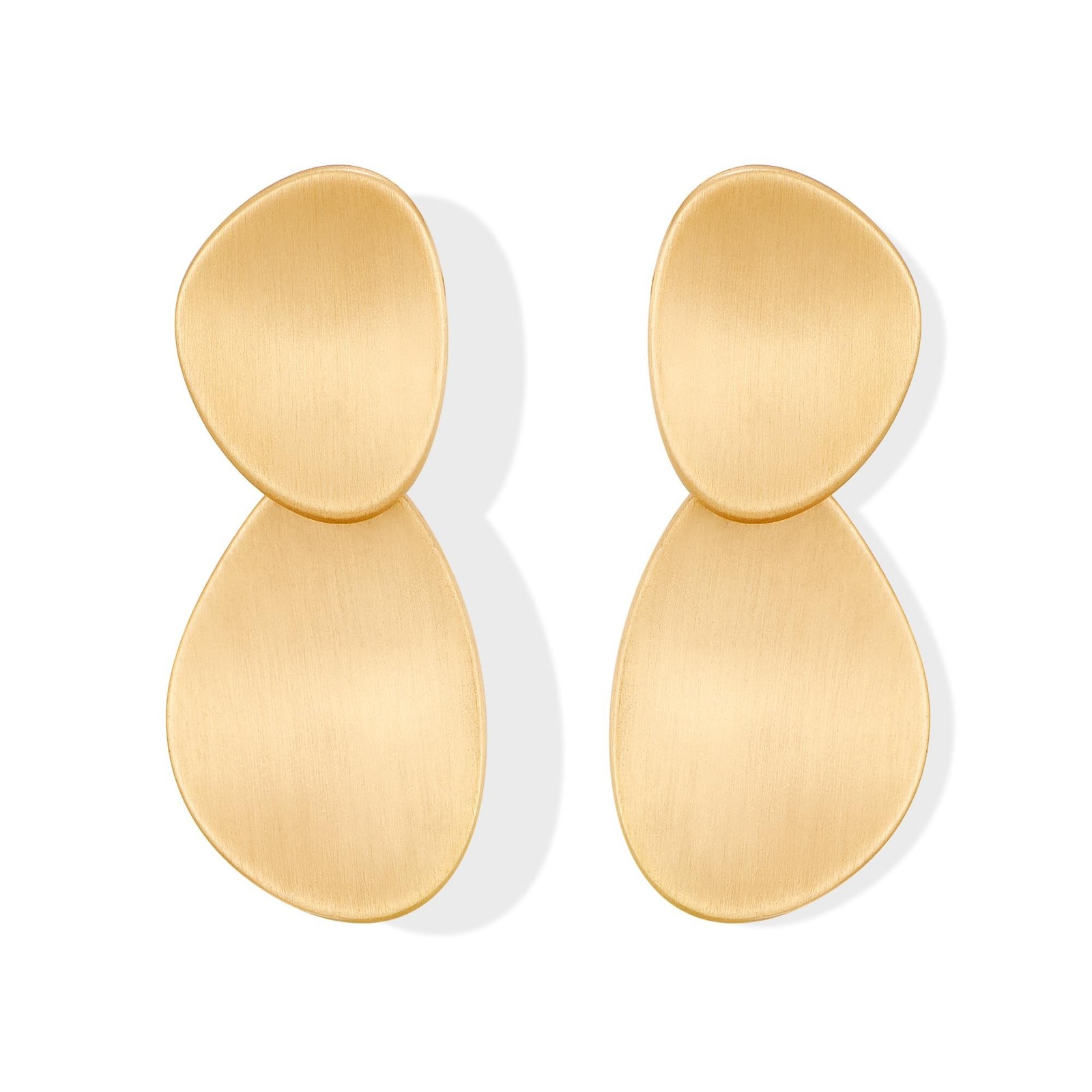 Gold Statement Earrings for Women Chunky Brushed Gold Disc Dangle Earring Fan...