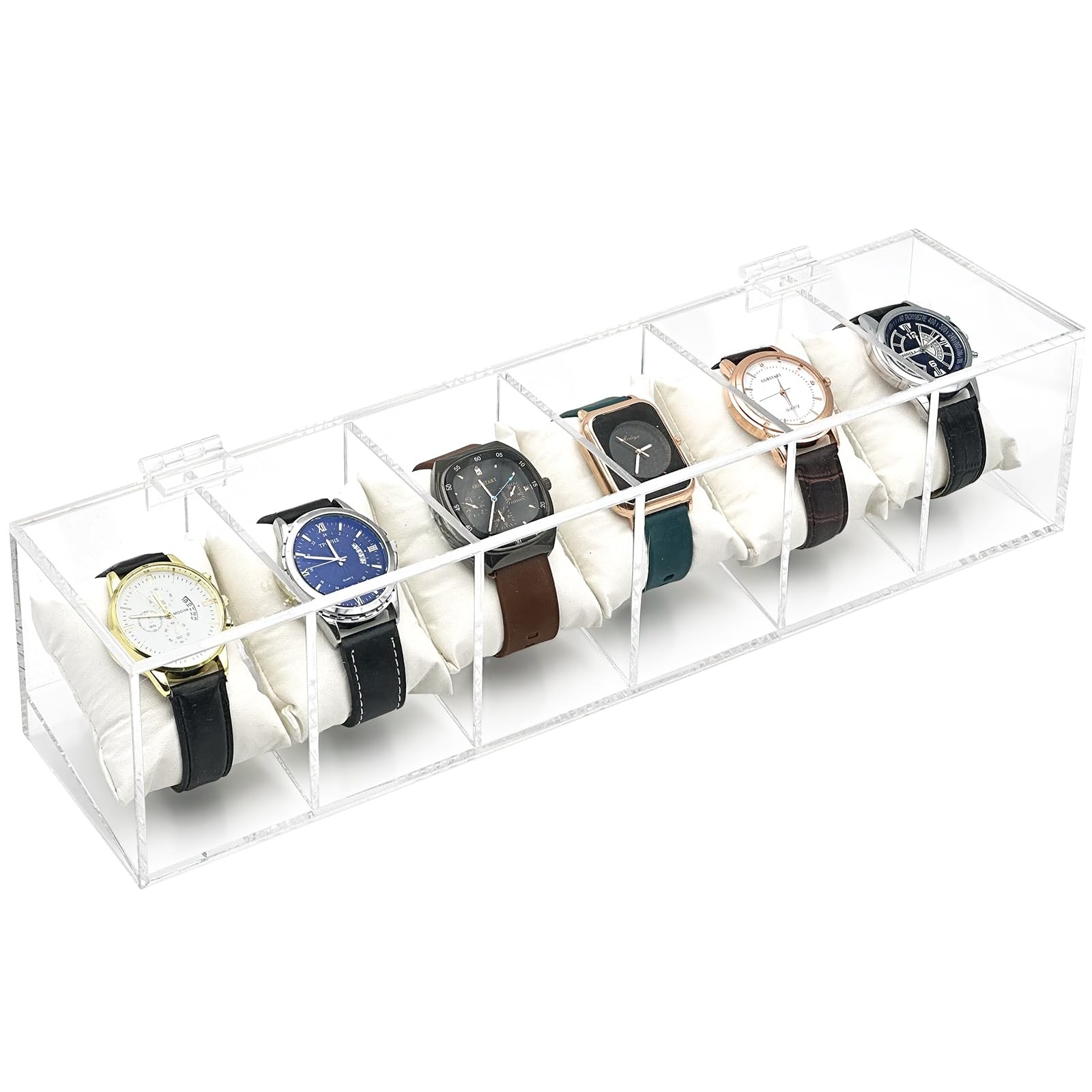 Watch Box Case, 6 Slot Watch Organizer Clear Acrylic for Men Women