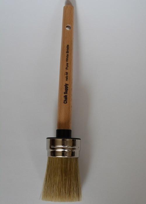 Chalk Supply Round Wax Brush, Pure White Bristle, Medium