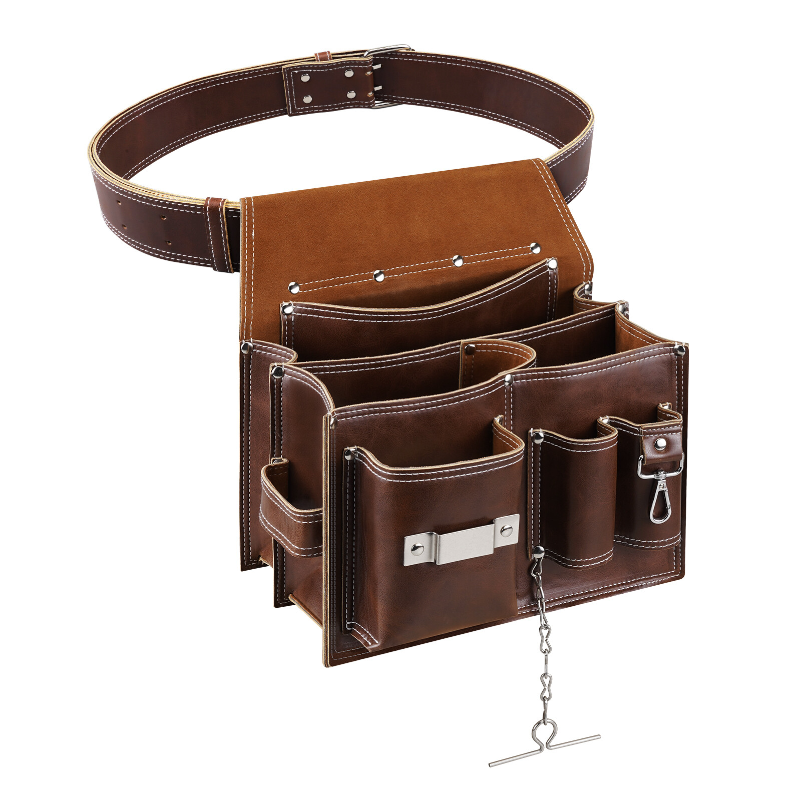 10 Pockets Vintage PU Leather Tool Belt Bag Large Capacity Carpenter Tool Pouch