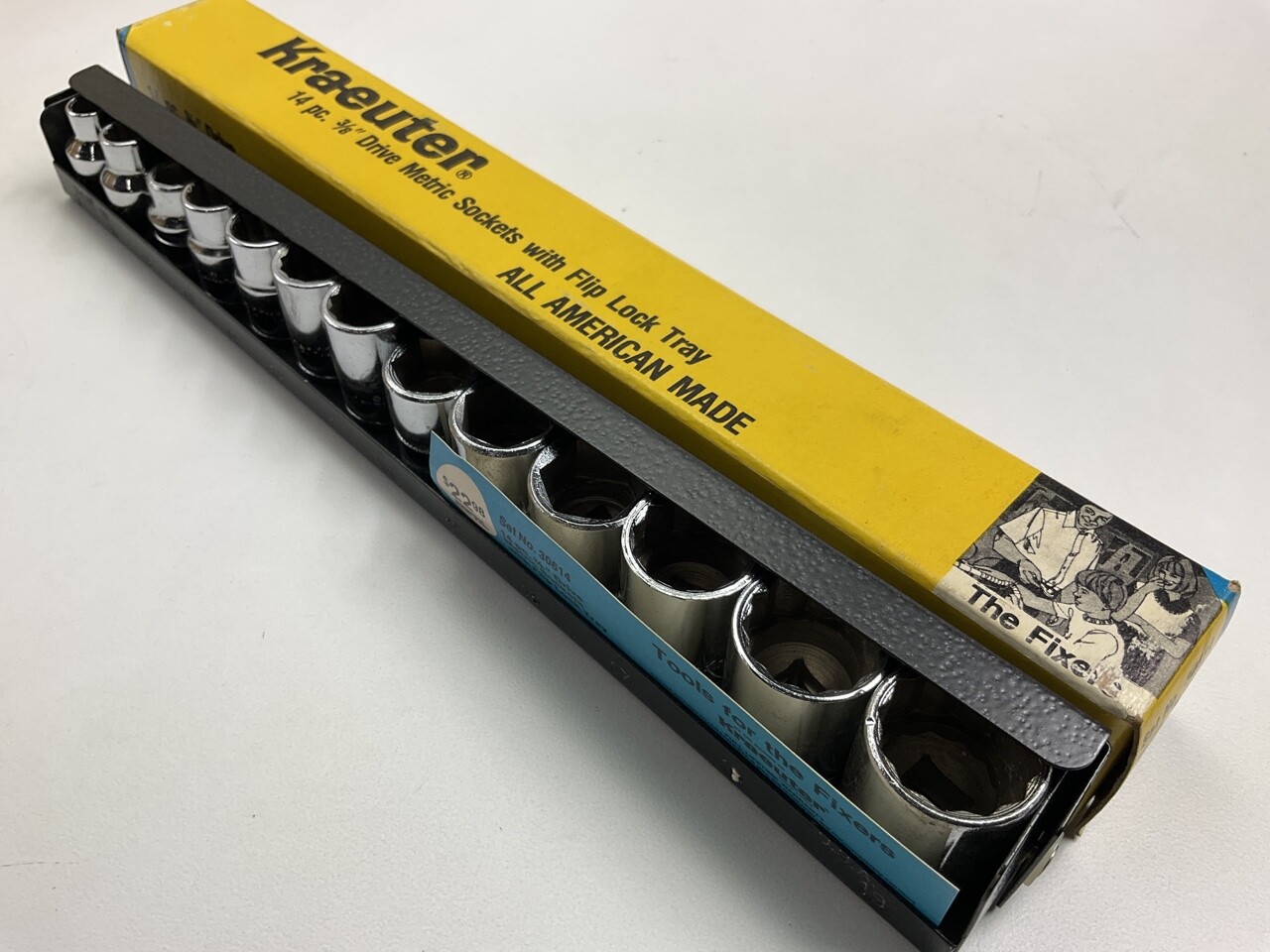 VINTAGE NOS - Kraeuter 30614 14 Piece 3/8" Drive Metric Sockets W/ Tray - USA