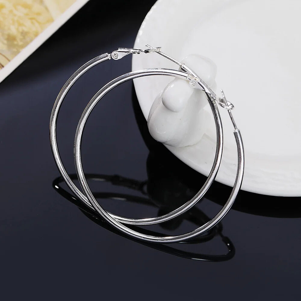 Solid 925 Sterling Silver Thin Solid Hoop Earrings Sterling Silver Hoops Gift