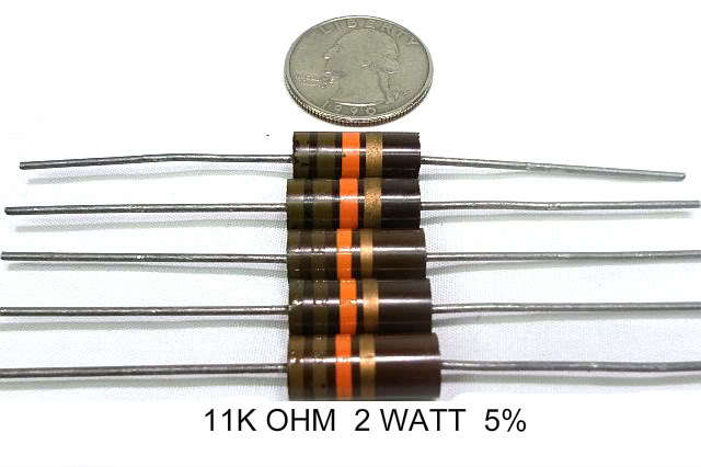 11K 11000 OHM 2 WATT QTY-2 ALLEN BRADLEY 5% TUBE MIXER AMP CARBON RESISTORS