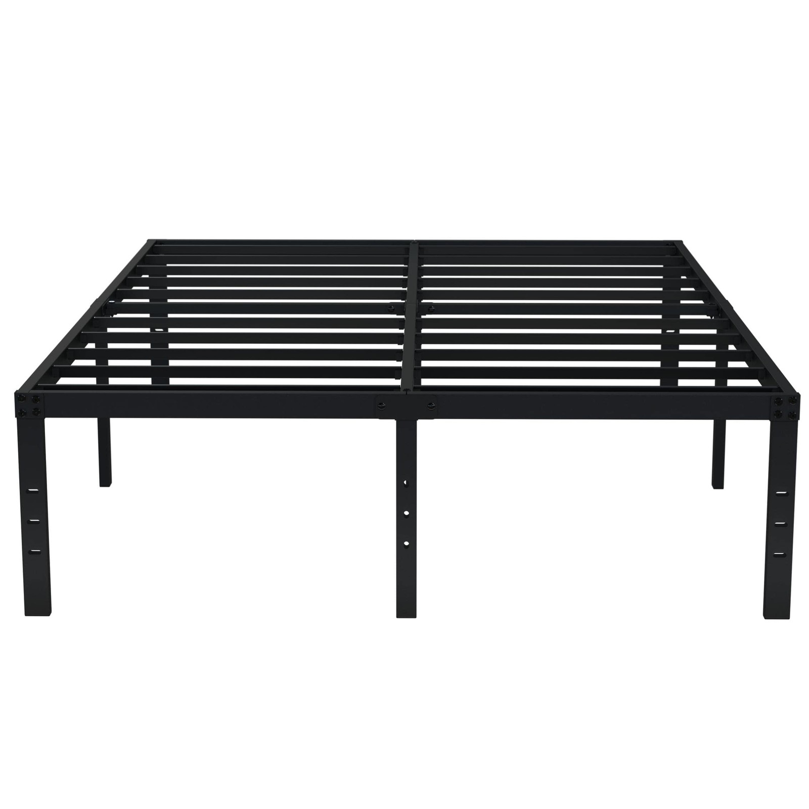 Queen Bed Frame, 18 Inch Metal Platform, No Box Spring, Storage, Black