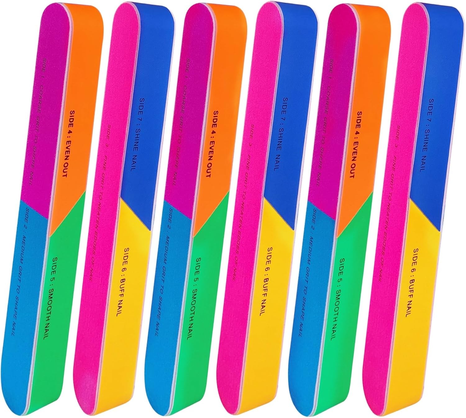 7 Way Nail Buffer (6 Pcs), Buffers Blocks for Natural Nails Multicolor
