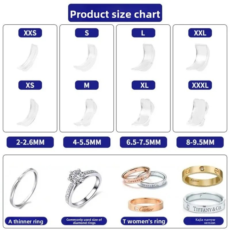 8Pcs Set Invisible Design Ring Size Clip Guard Resizer Reducer Adjuster
