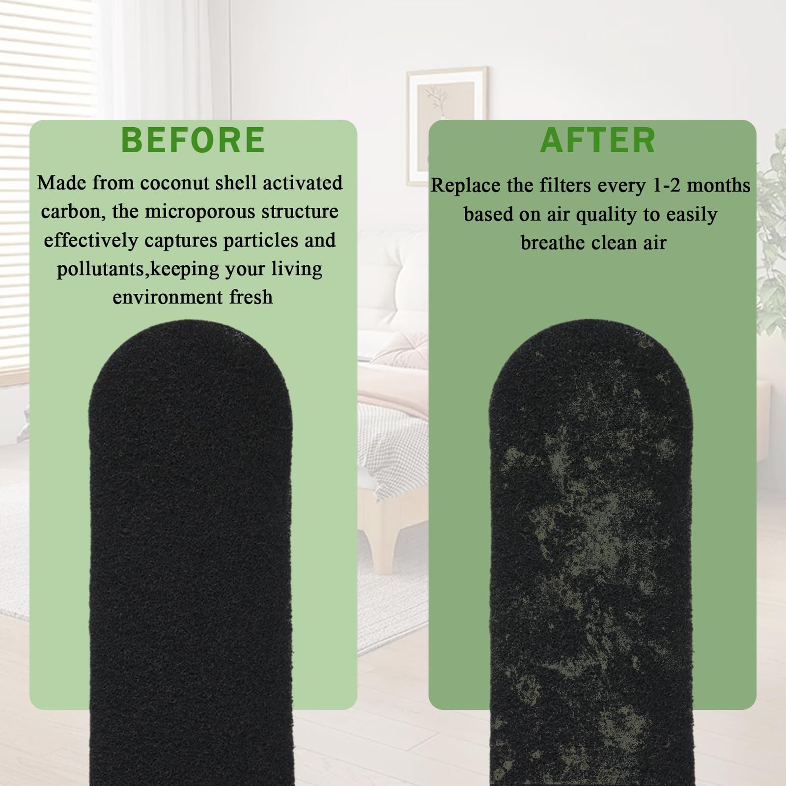 Filtros de carbón activado de cáscara de coco para aspas de ventiladores techo
