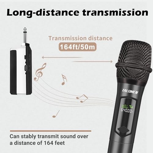 Wireless Microphone,Professional Dual Handheld Cordless Dynamic Mic Gray