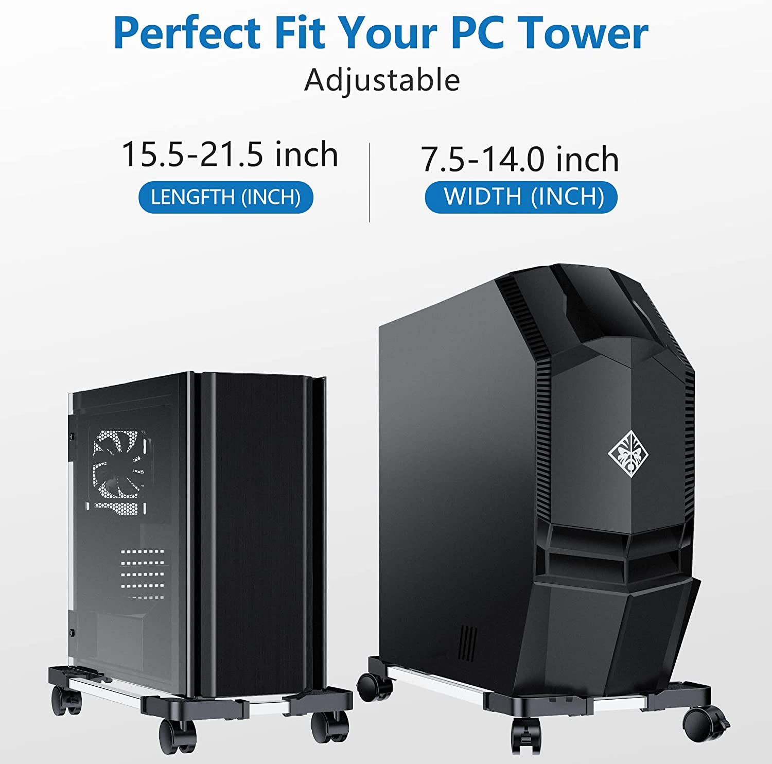 Computer Tower Stand - Adjustable PC Stand for Most Desktop Towers - Elevate and