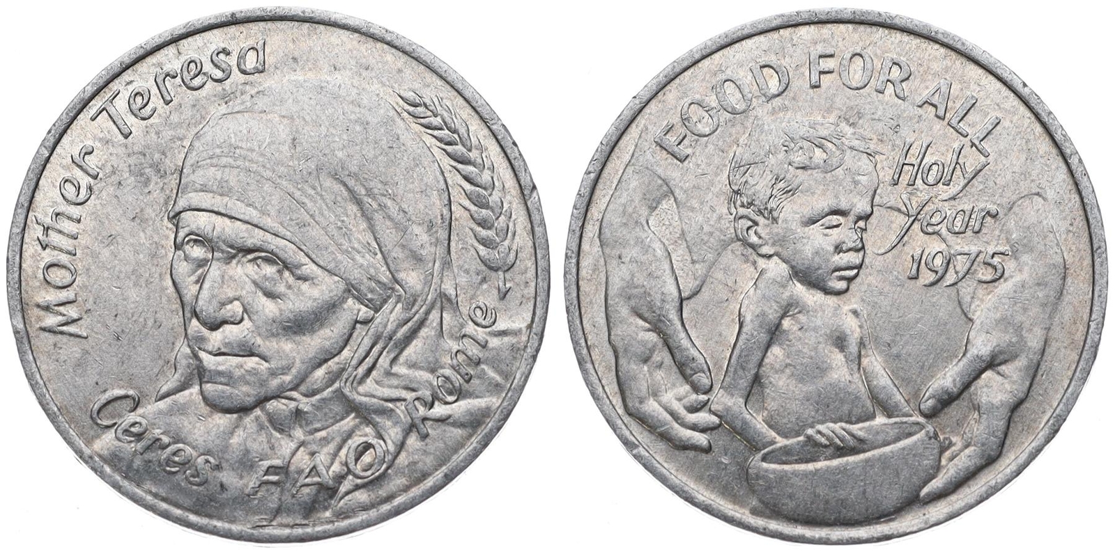 Token Brand - Mother Teresa Ceres Fao - Food For All 1975 Holy Year