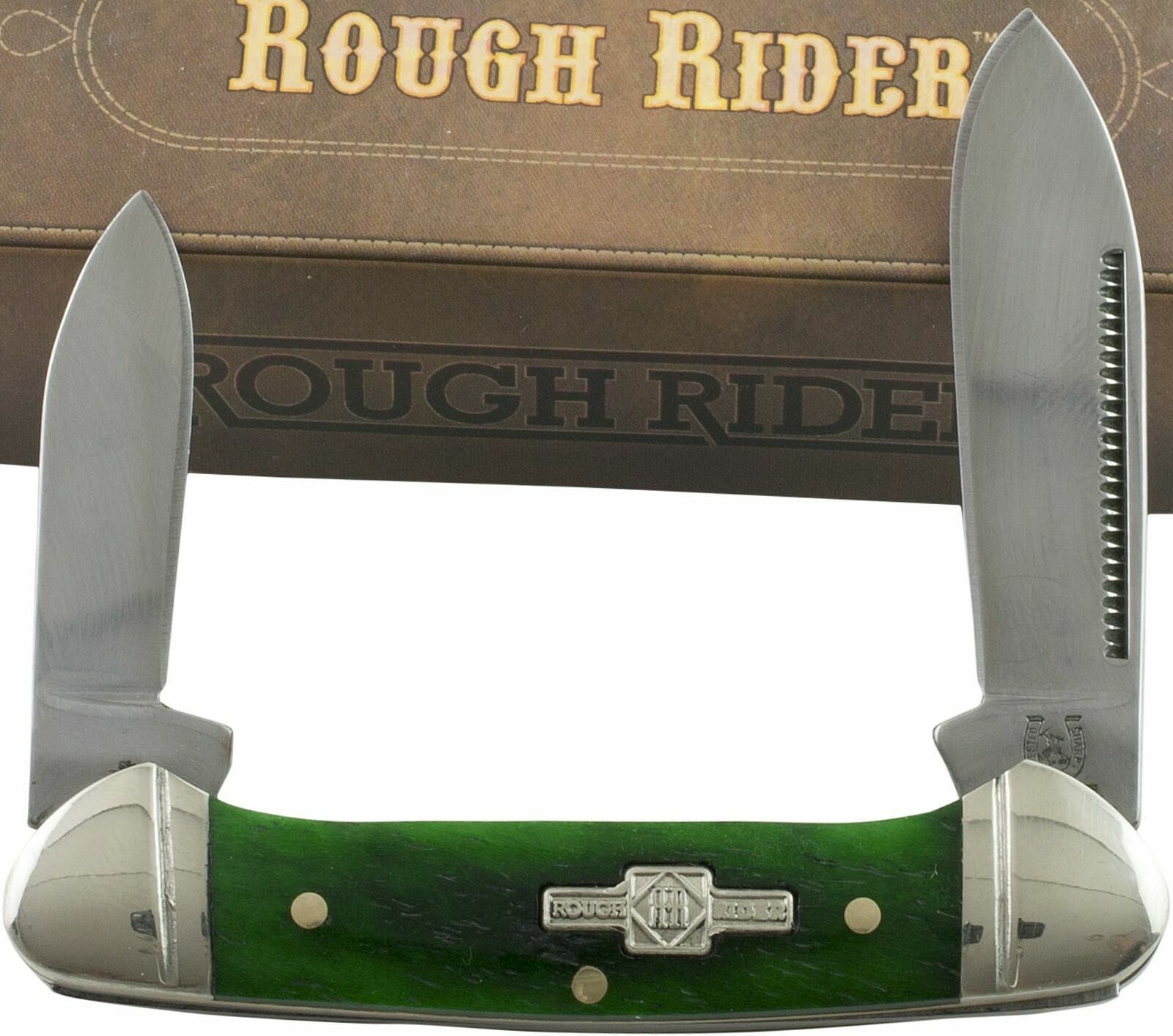 Small Green Bone Canoe Pocket Knife - Free Shipping - by Rough Ryder