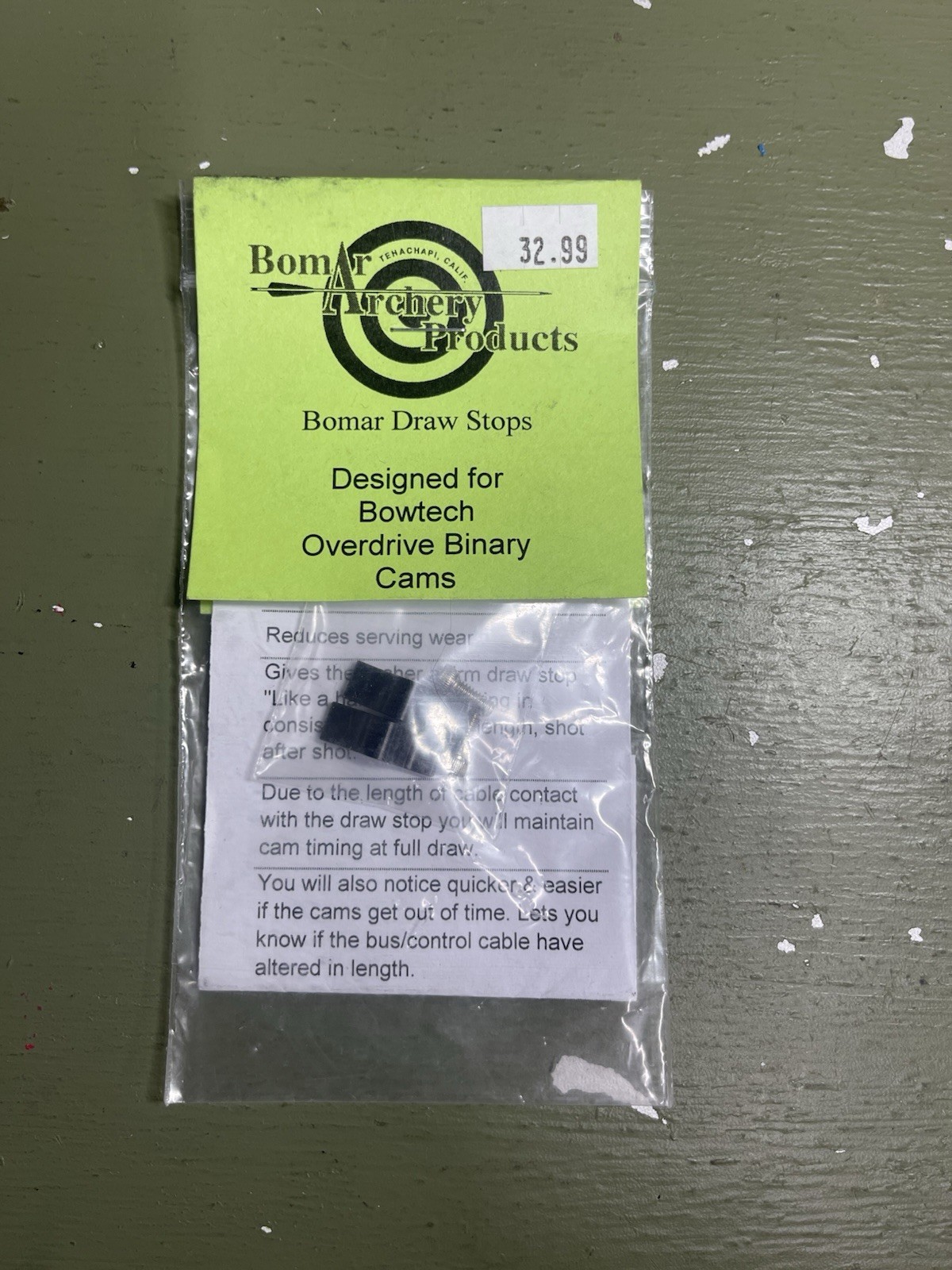 Bomar Draw Stops, Designed For Bowtech overdrive Binary Cams.